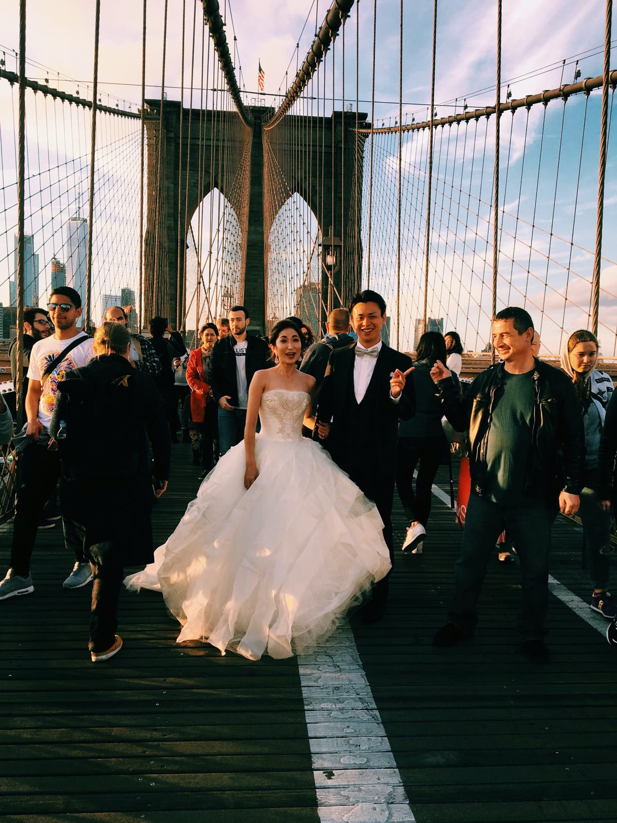A wedding taking place on a bridge